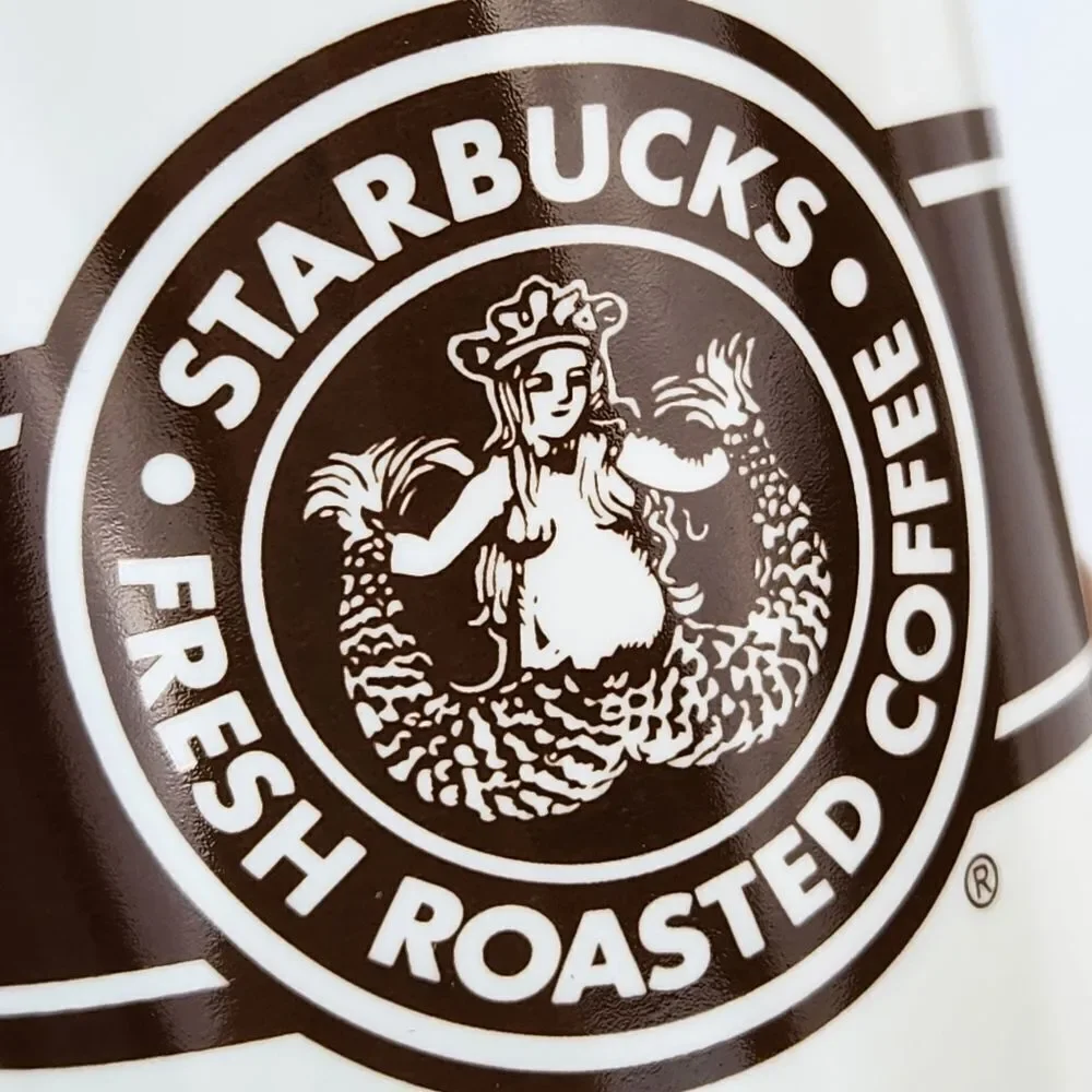 ☕️Starbucks 2008 Ivory & Brown Original Siren Logo 16oz Tall Mug